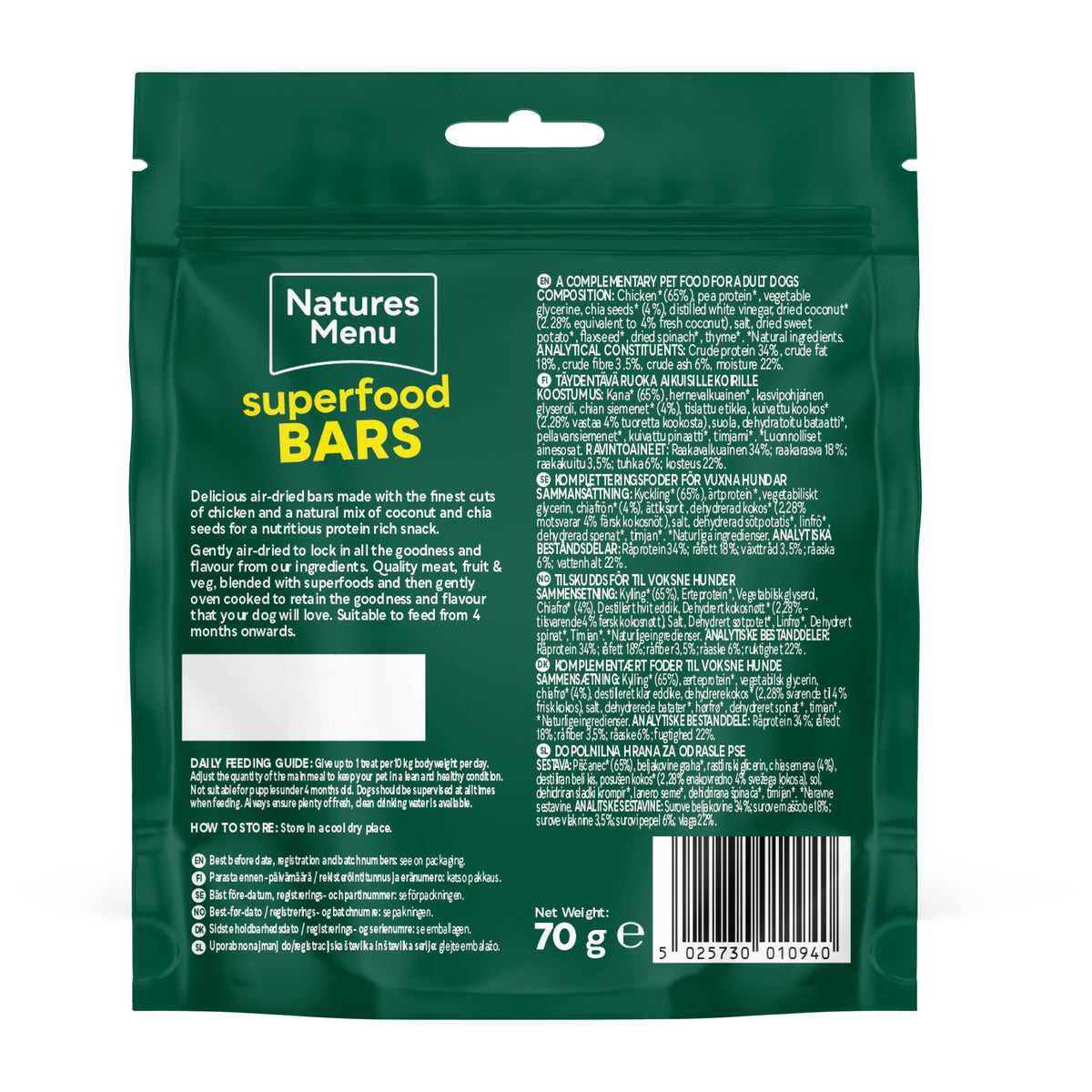 Natures Menu Chicken w/ Chia & Coconut Superfood Bar 70g