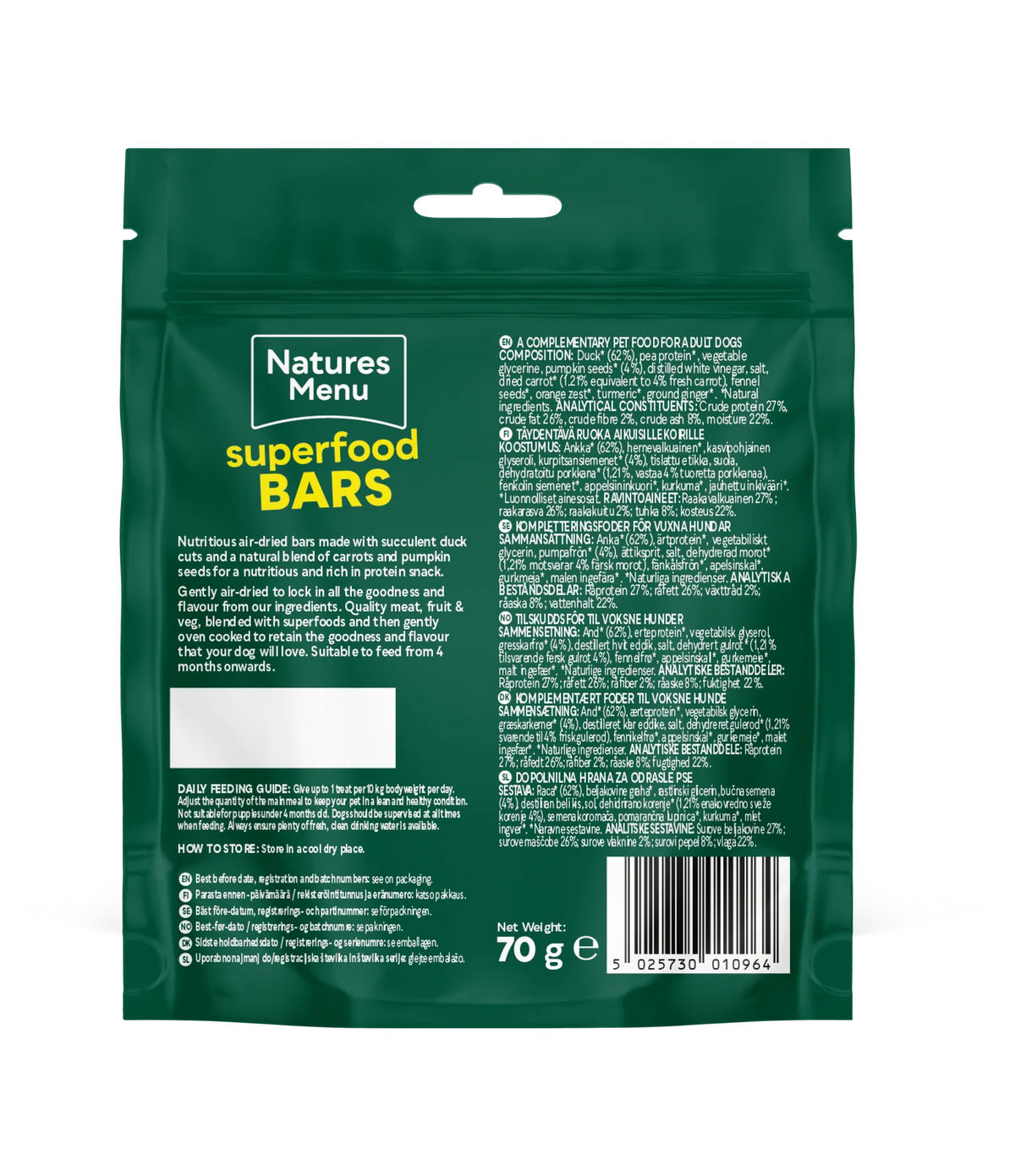 Natures Menu Duck w/ Pumpkin & Carrot Superfood Bar 70g