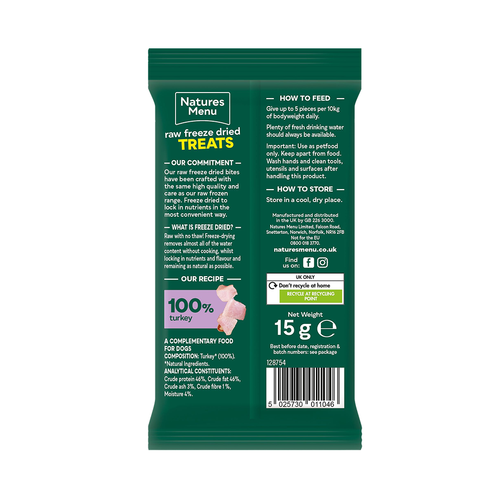 Natures Menu Freeze Dried Turkey Bites 15g